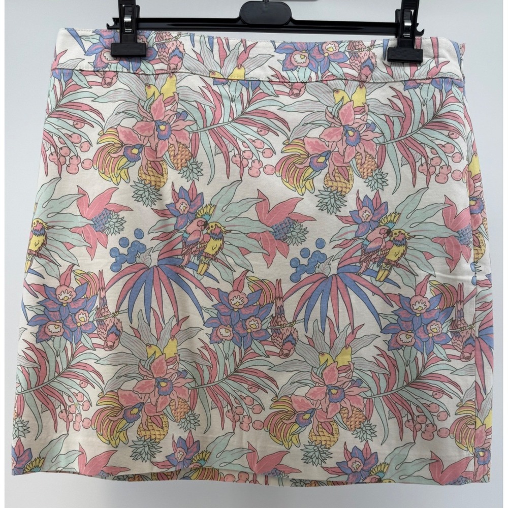 NWT Talbots Tropical Parrot Floral pencil Mini Skirt Size 16 pastel Resort - Picture 2 of 8